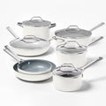 12PC Aluminum Cookware Set 450 Degree F Cream Nonstick Ceramic Coated
