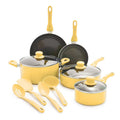 Essentials 12pc Ceramic Nonstick Aluminum Cookware Set Light Yellow